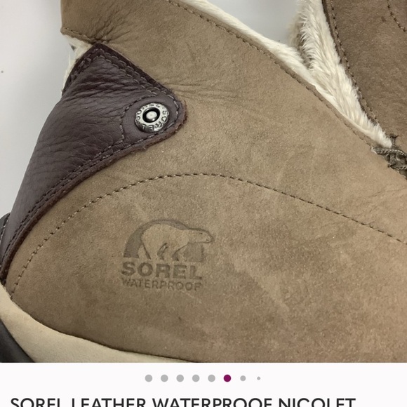 SOREL LEATHER WATERPROOF NICOLET THINSULATE WINTER BOOTS 7.5-8 - Picture 6 of 10